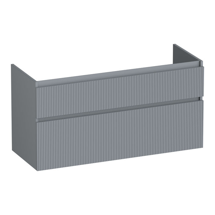 Brauer Delight Wavy onderkast - greeploos - 2-lades - 2 uitsparingen - 119x45,5cm - Mat grijs