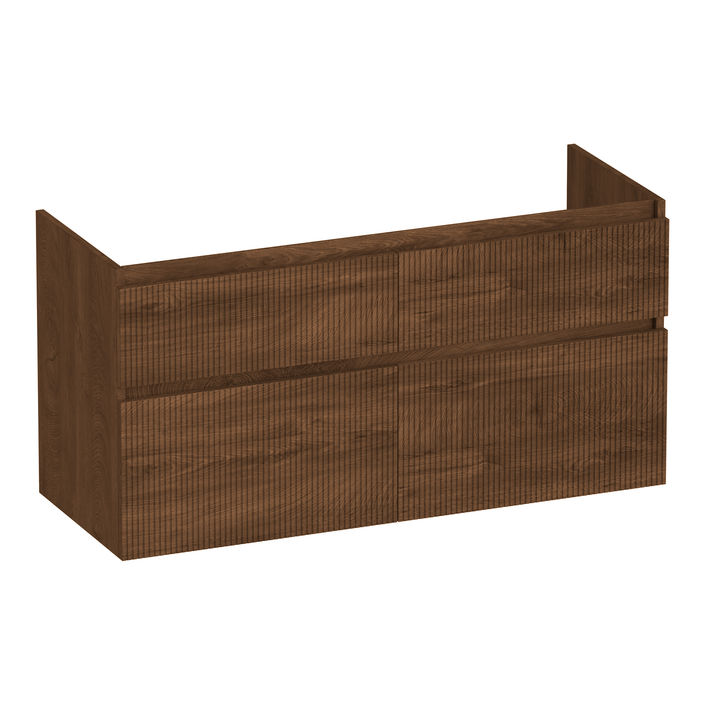 Brauer Delight Wavy onderkast - greeploos - 4 lades - 2 uitsparingen - 119x45,5cm - Forest Cacao