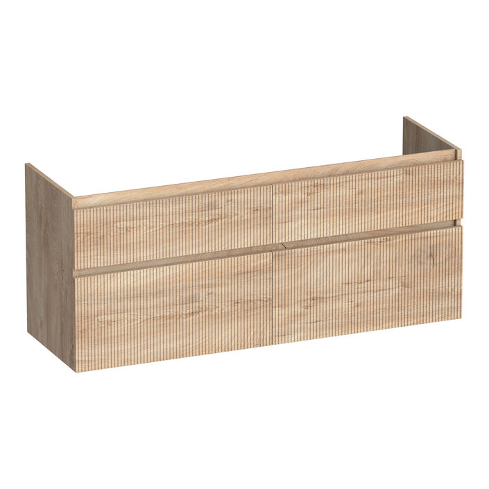 Brauer Delight Wavy onderkast - greeploos - 4 lades - 2 uitsparingen - 139x45,5cm - Forest Wheat