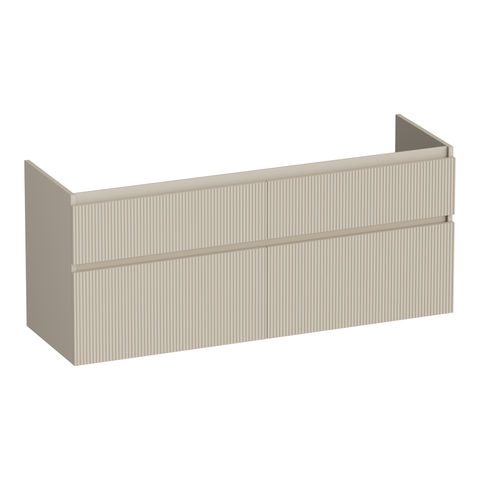 Brauer Delight Wavy onderkast - greeploos - 4 lades - 2 uitsparingen - 139x45,5cm - Mat beige