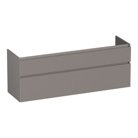 Brauer Delight Wavy onderkast - greeploos - 4 lades - 2 uitsparingen - 159x45,5cm - Mat taupe