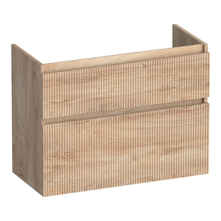 Brauer Delight Wavy onderkast ondiep - greeploos - 2 lades - 1 uitsparing - 80x39cm - Forest Wheat