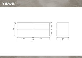 Brauer Joy onderkast - greeploos - 4-lades - 2 uitsparingen - 119x45,5cm - Hoogglans wit