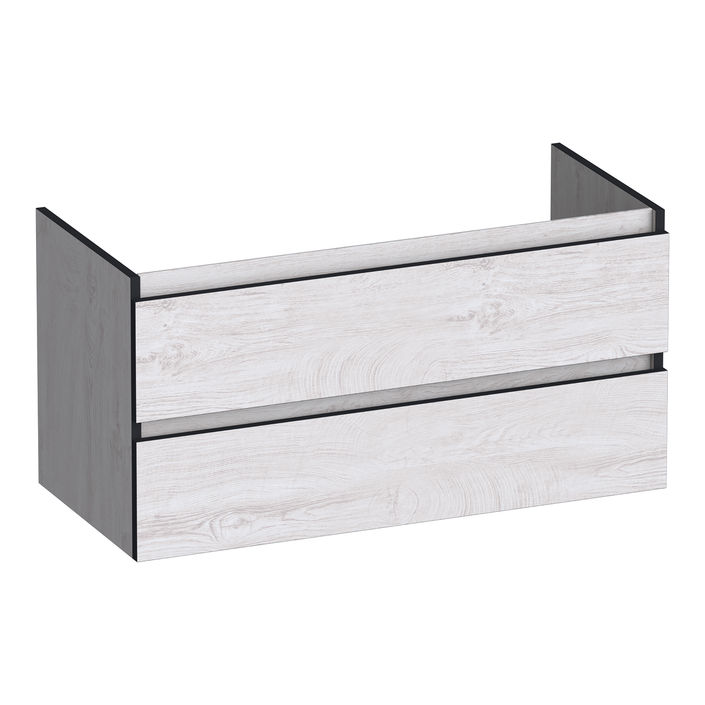 Brauer Joy Edge onderkast - greeploos - 2 lades - 1 uitsparing - 99x45,5cm - Forest Seashell