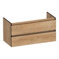 Brauer Joy Edge onderkast - greeploos - 2 lades - 1 uitsparing - 99x45,5cm - Forest Tan