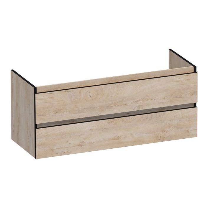 Brauer Joy Edge onderkast - greeploos - 2 lades - 1 uitsparing - 119x45,5cm - Forest Wheat