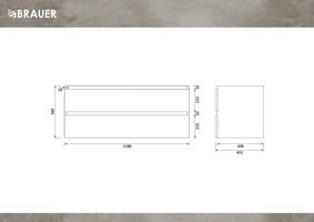Brauer Joy Edge onderkast - greeploos - 2 lades - 1 uitsparing - 119x45,5cm - Honey