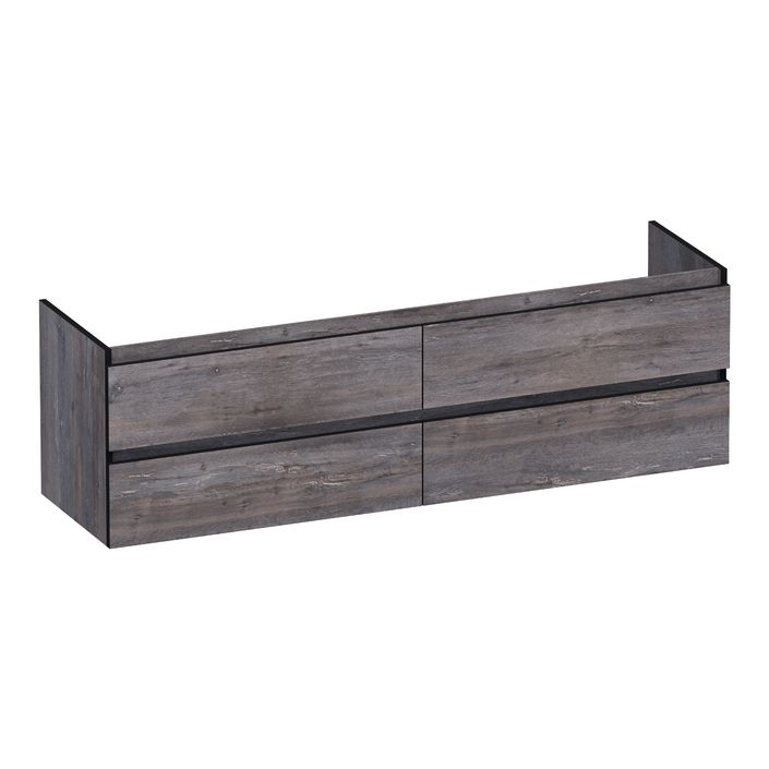 Brauer Joy Edge onderkast - greeploos - 4 lades - 2 uitsparingen - 159x45,5cm - Driftwood