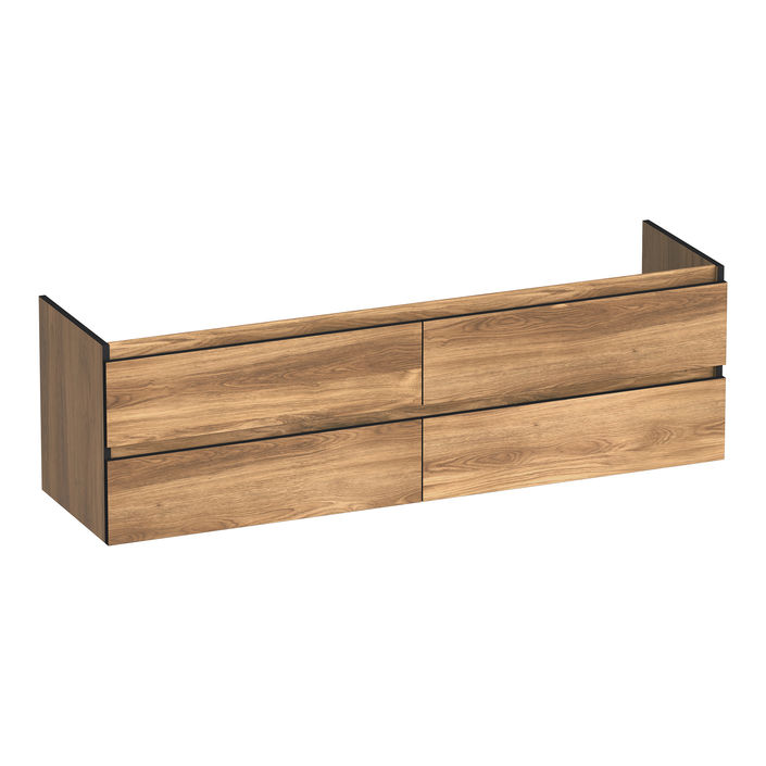 Brauer Joy Edge onderkast - greeploos - 4 lades - 2 uitsparingen - 159x45,5cm - Honey