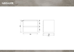 Brauer Joy Edge onderkast - greeploos - 2 lades - 1 uitsparing - 59x45,5cm - Honey
