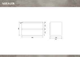Brauer Joy Edge onderkast - greeploos - 2 lades - 1 uitsparing - 80x45,5cm - Grove