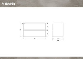 Brauer Joy Edge onderkast ondiep - greeploos - 2 lades - 1 uitsparing - 80x39cm - Forest Cacao