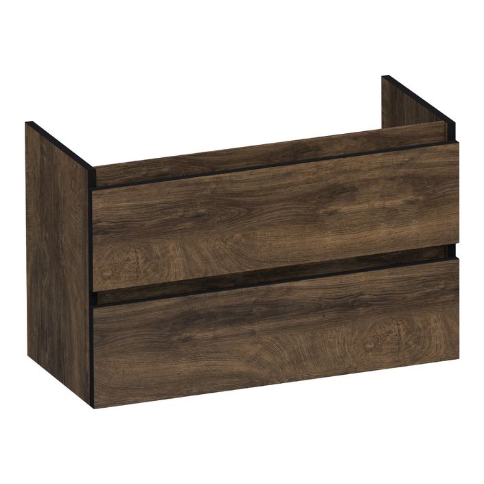 Brauer Joy Edge onderkast ondiep - greeploos - 2 lades - 1 uitsparing - 80x39cm - Grove