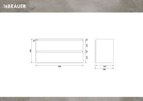 Brauer Joy onderkast ondiep - greeploos - 2-lades - 1 uitsparingen - 99x39cm - Erosion