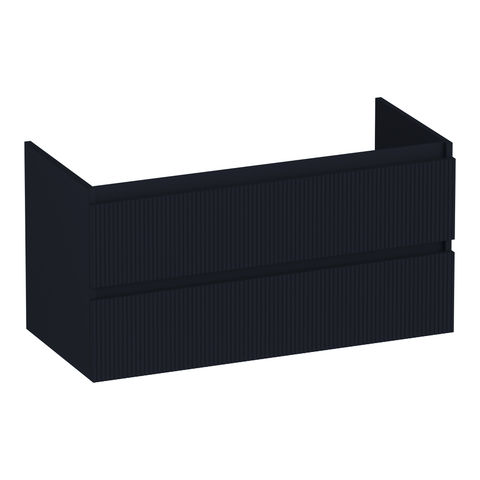 Brauer Joy Wavy onderkast - greeploos - 2-lades - 1 uitsparingen - 99x45,5cm - Mat zwart