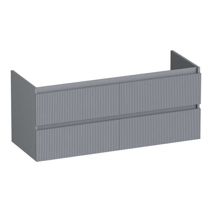 Brauer Joy Wavy onderkast - greeploos - 4-lades - 2 uitsparingen - 119x45,5cm - Mat grijs