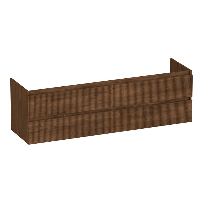 Brauer Joy Wavy onderkast - greeploos - 4 lades - 2 uitsparingen - 159x45,5cm - Forest Cacao