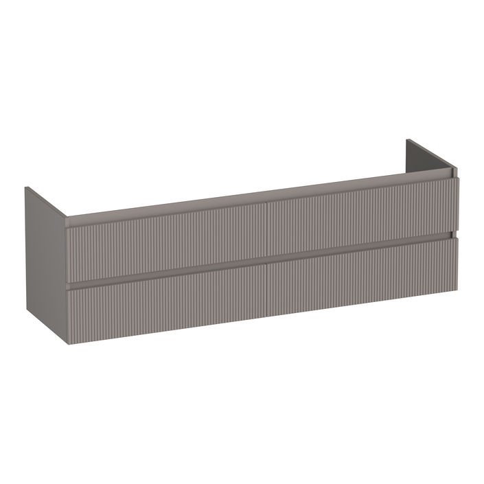 Brauer Joy Wavy onderkast - greeploos - 4-lades - 2 uitsparingen - 159x45,5cm - Mat taupe