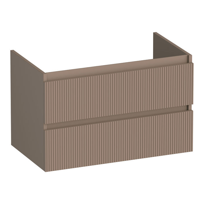 Brauer Joy Wavy onderkast - greeploos - 2-lades - 1 uitsparingen - 80x45,5cm - Mat mokka