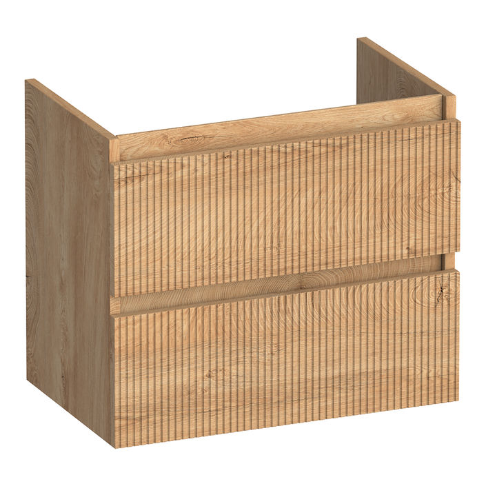 Brauer Joy Wavy onderkast ondiep - greeploos - 2-lades - 1 uitsparingen - 59x39cm - Forest Tan