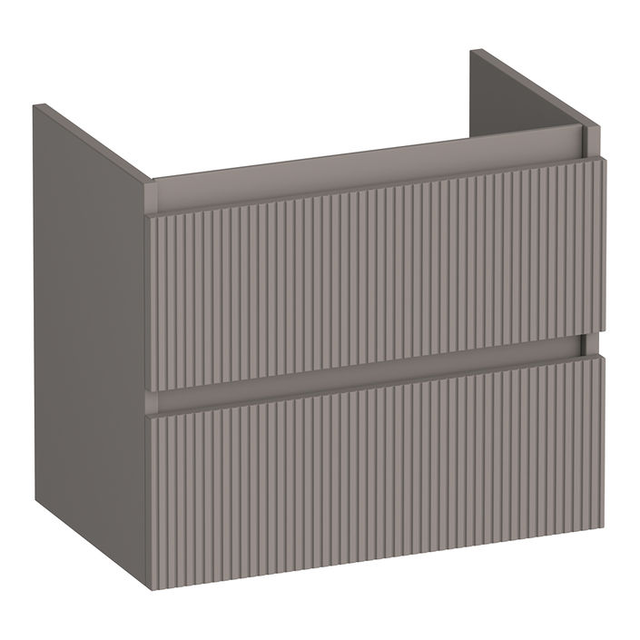 Brauer Joy Wavy onderkast ondiep - greeploos - 2 lades - 1 uitsparing - 59x39cm - Mat taupe
