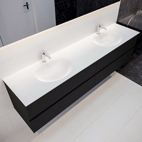 Mondiaz Vica badmeubel 200cm urban 4 lades wastafel Moon dubbel met 2 kraangaten