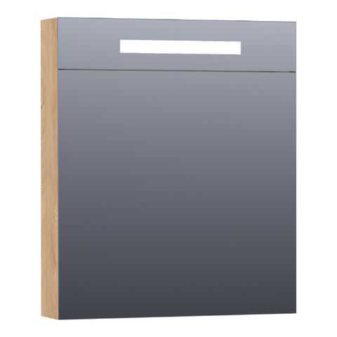 Brauer Promise Deluxe spiegelkast 60x70cm LED verlichting boven - Forest Tan - rechtsdraaiend