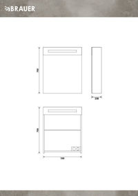 Brauer Promise Deluxe spiegelkast 60x70cm LED verlichting boven - mat zwart - rechtsdraaiend