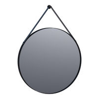 Brauer Onyx spiegel rond 70cm zwart met Black Leather band