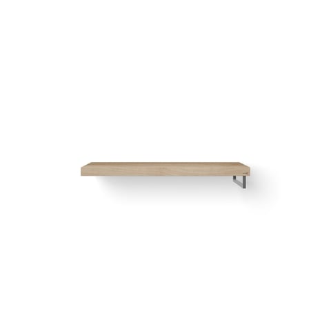 Looox Wooden Base Shelf Solo wastafelblad 120x46cm - RVS handdoekhouder rechts - old grey