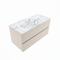 Mondiaz Vica Dlux badmeubel 100cm Linen - Cloud wastafel Glace links - met 1 kraangat