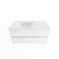 Mondiaz Vica Dlux badmeubel 100cm Talc - Cloud wastafel Opalo links - zonder kraangat