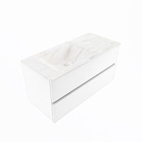 Mondiaz Vica Dlux badmeubel 100cm Talc - Cloud wastafel Ostra links - zonder kraangat