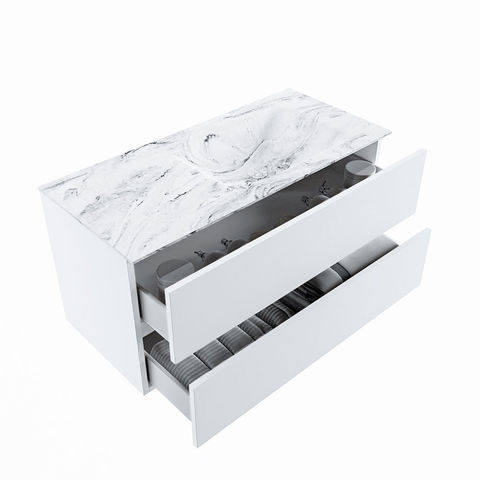 Mondiaz Vica Dlux badmeubel 100cm Talc - Cloud wastafel Glace rechts - met 1 kraangat