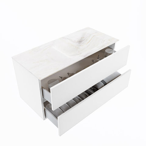 Mondiaz Vica Dlux badmeubel 100cm Talc - Cloud wastafel Ostra rechts - met 1 kraangat