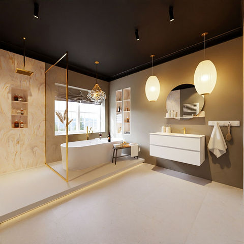 Mondiaz Vica Dlux badmeubel 100cm Talc - Cloud wastafel Ostra rechts - met 1 kraangat