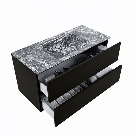 Mondiaz Vica Dlux badmeubel 100cm Urban - Cloud wastafel Lava midden - zonder kraangat