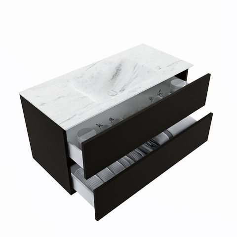 Mondiaz Vica Dlux badmeubel 100cm Urban - Cloud wastafel Opalo midden - met 1 kraangat