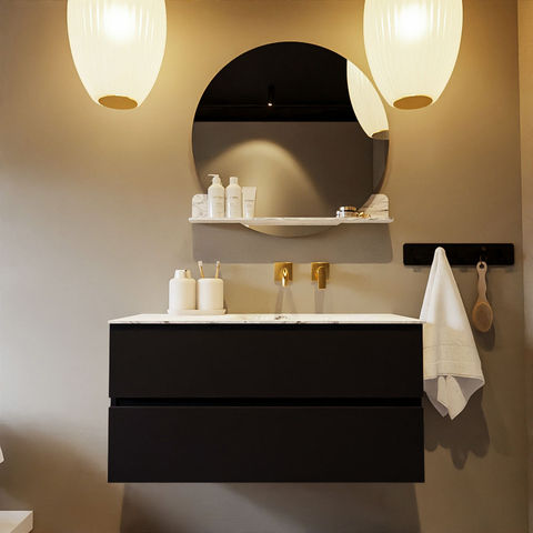 Mondiaz Vica Dlux badmeubel 100cm Urban - Cloud wastafel Glace rechts - zonder kraangat