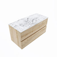 Mondiaz Vica Dlux badmeubel 100cm Washed Oak - Cloud wastafel Glace links - met 1 kraangat