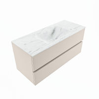 Mondiaz Vica Dlux badmeubel 110cm Linen - Cloud wastafel Opalo midden - zonder kraangat