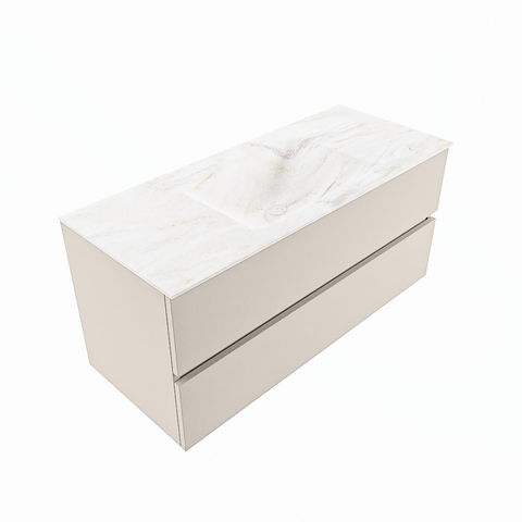 Mondiaz Vica Dlux badmeubel 110cm Linen - Cloud wastafel Ostra midden - zonder kraangat