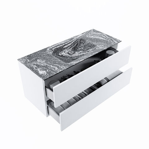 Mondiaz Vica Dlux badmeubel 110cm Talc - Cloud wastafel Lava midden - met 1 kraangat