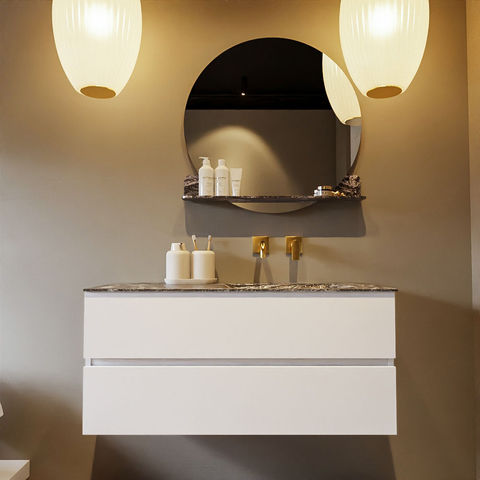 Mondiaz Vica Dlux badmeubel 110cm Talc - Cloud wastafel Lava rechts - zonder kraangat