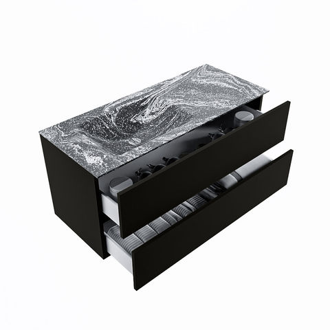 Mondiaz Vica Dlux badmeubel 110cm Urban - Cloud wastafel Lava links - met 1 kraangat
