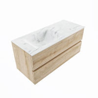 Mondiaz Vica Dlux badmeubel 110cm Washed Oak - Cloud wastafel Opalo links - met 1 kraangat