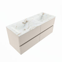 Mondiaz Vica Dlux badmeubel 120cm Linen - Cloud wastafel Frappe dubbel - met 2 kraangaten