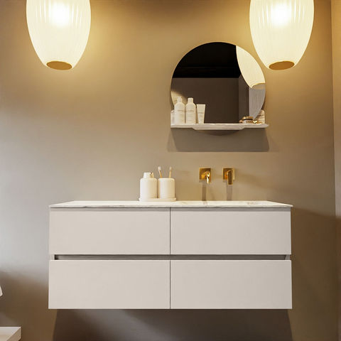 Mondiaz Vica Dlux badmeubel 120cm Linen - Cloud wastafel Glace rechts - zonder kraangat