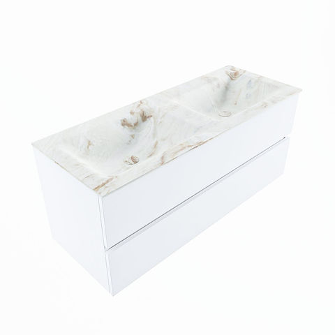 Mondiaz Vica Dlux badmeubel 120cm Talc - Cloud wastafel Frappe dubbel - zonder kraangat