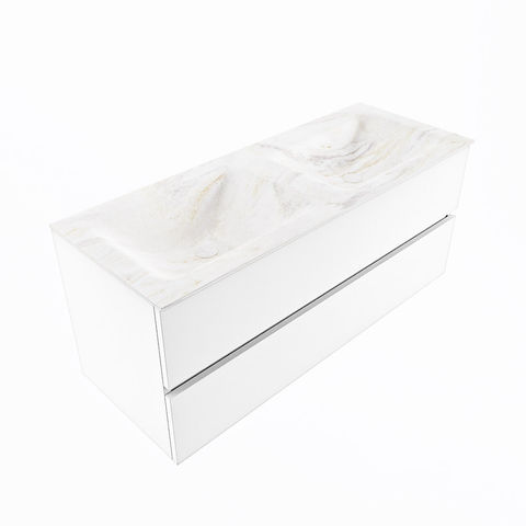 Mondiaz Vica Dlux badmeubel 120cm Talc - Cloud wastafel Ostra dubbel - zonder kraangat